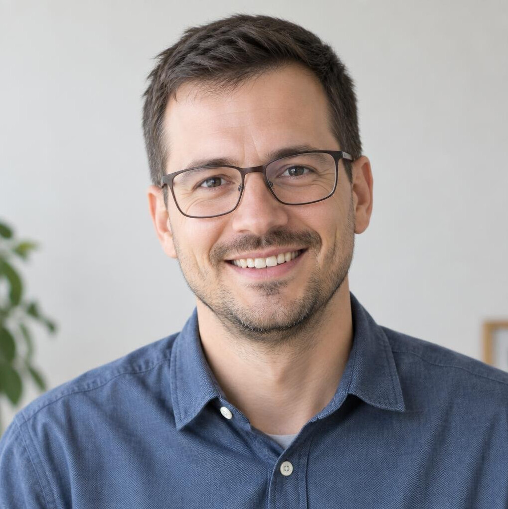 Smiling man in glasses portrait